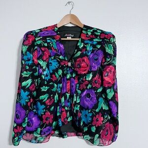 Justin David NY Vintage Rhinestone Bow Blouse